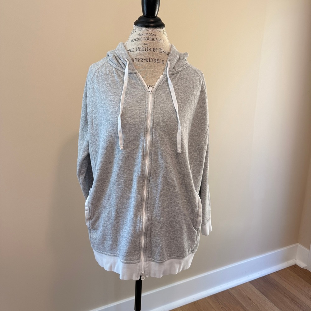 Lands' End Serious Sweats Women's Gray Heathered Full Zip Hoodie Size XL
